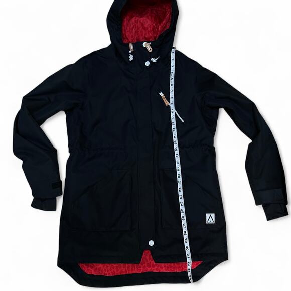 WEARCOLOUR Black Red Lined‎ Hooded Jacket Men's Size L Waterproof Snow Ski Coat - Picture 7 of 14